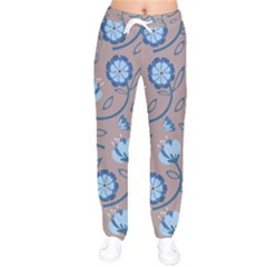 Flower Women Velvet Drawstring Pants