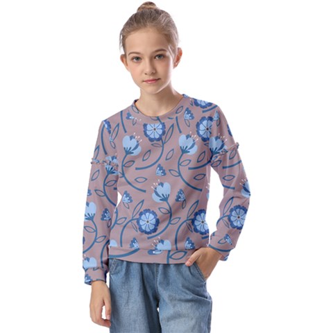 Flower Kids  Long Sleeve Tee With Frill  by zappwaits