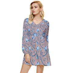 Flower Tiered Long Sleeve Mini Dress by zappwaits