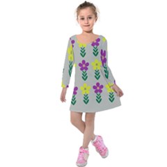 Pattern Flowers Art Creativity Kids  Long Sleeve Velvet Dress by Uceng