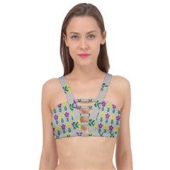 Pattern Flowers Art Creativity Cage Up Bikini Top by Uceng