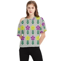 Pattern Flowers Art Creativity One Shoulder Cut Out Tee by Uceng