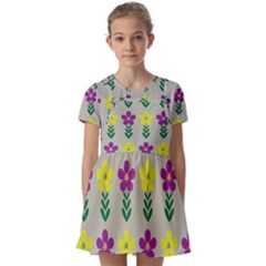 Pattern Flowers Art Creativity Kids  Short Sleeve Pinafore Style Dress