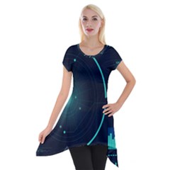 Sci Fi Computer Screen Short Sleeve Side Drop Tunic by Uceng