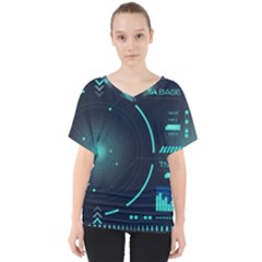 Sci Fi Computer Screen V-neck Dolman Drape Top by Uceng