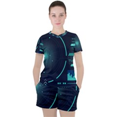 Sci Fi Computer Screen Women s Tee And Shorts Set