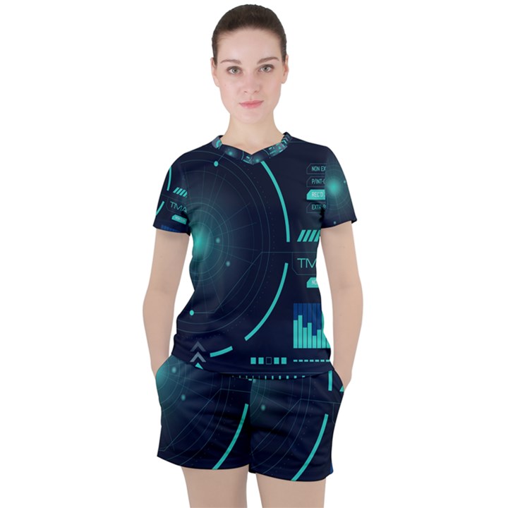 Sci Fi Computer Screen Women s Tee and Shorts Set