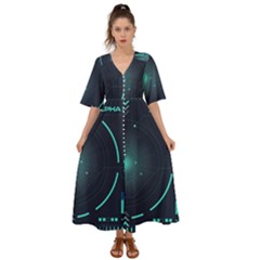 Sci Fi Computer Screen Kimono Sleeve Boho Dress by Uceng