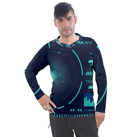 Sci Fi Computer Screen Men s Pique Long Sleeve Tee by Uceng