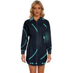 Sci Fi Computer Screen Womens Long Sleeve Shirt Dress