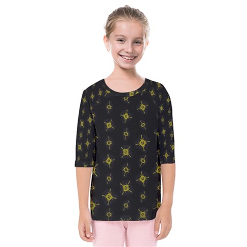 Symbols Gold Background Metallic Kids  Quarter Sleeve Raglan Tee by Uceng