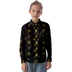 Symbols Gold Background Metallic Kids  Long Sleeve Shirt by Uceng