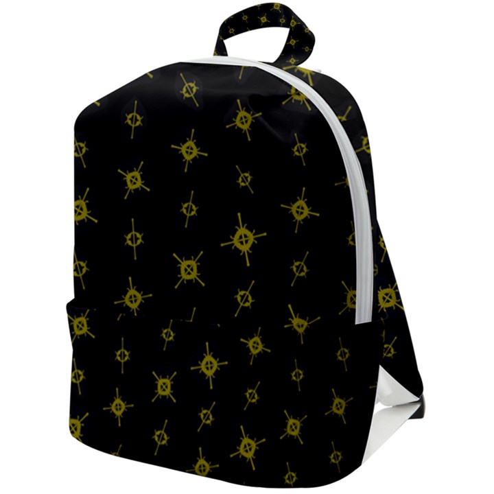 Symbols Gold Background metallic Zip Up Backpack