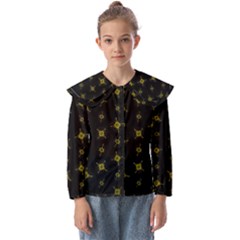 Symbols Gold Background Metallic Kids  Peter Pan Collar Blouse by Uceng