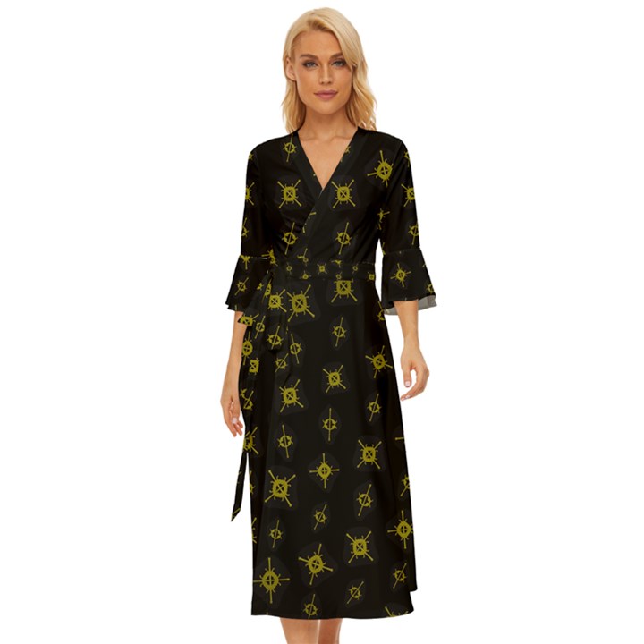 Symbols Gold Background metallic Midsummer Wrap Dress