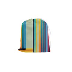 Colorful Rainbow Striped Pattern Drawstring Pouch (small) by Uceng