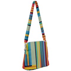 Colorful Rainbow Striped Pattern Zipper Messenger Bag