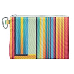 Colorful Rainbow Striped Pattern Canvas Cosmetic Bag (xl) by Uceng