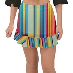 Colorful Rainbow Striped Pattern Fishtail Mini Chiffon Skirt by Uceng