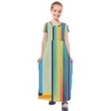 Colorful Rainbow Striped Pattern Kids  Short Sleeve Maxi Dress View1