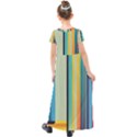 Colorful Rainbow Striped Pattern Kids  Short Sleeve Maxi Dress View2