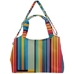 Colorful Rainbow Striped Pattern Double Compartment Shoulder Bag