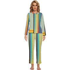 Colorful Rainbow Striped Pattern Womens  Long Sleeve Lightweight Pajamas Set