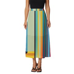 Colorful Rainbow Striped Pattern Classic Midi Chiffon Skirt