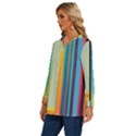 Colorful Rainbow Striped Pattern Long Sleeve Drawstring Hooded Top View2