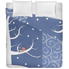 Bird Winter Bullfinch Patterns Art Duvet Cover Double Side (california King Size) by Uceng