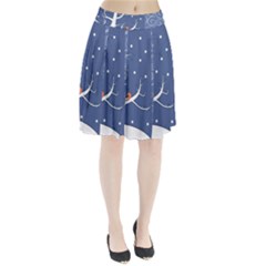 Bird Winter Bullfinch Patterns Art Pleated Skirt by Uceng