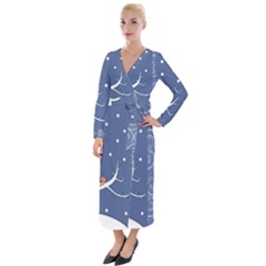 Bird Winter Bullfinch Patterns Art Velvet Maxi Wrap Dress by Uceng