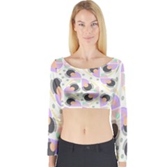 Pattern Pastel Drawing Art Long Sleeve Crop Top by Uceng