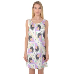 Pattern Pastel Drawing Art Sleeveless Satin Nightdress by Uceng