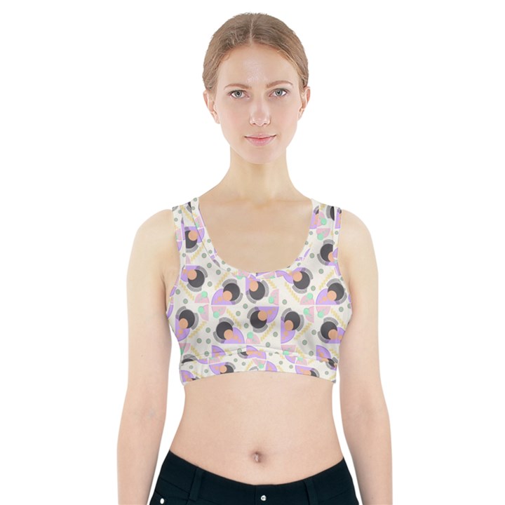 Pattern Pastel Drawing Art Sports Bra With Pocket