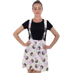 Pattern Pastel Drawing Art Velvet Suspender Skater Skirt by Uceng