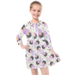 Pattern Pastel Drawing Art Kids  Quarter Sleeve Shirt Dress by Uceng