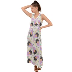 Pattern Pastel Drawing Art V-neck Chiffon Maxi Dress by Uceng