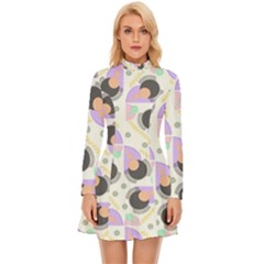 Pattern Pastel Drawing Art Long Sleeve Velour Longline Dress