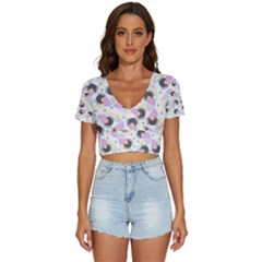 Pattern Pastel Drawing Art V-neck Crop Top