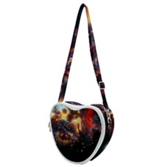 Nebula Galaxy Stars Astronomy Heart Shoulder Bag by Uceng