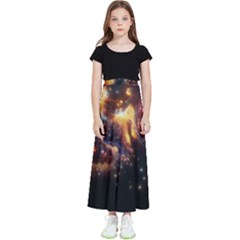 Nebula Galaxy Stars Astronomy Kids  Flared Maxi Skirt by Uceng