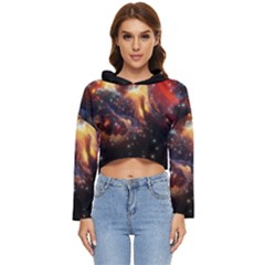 Nebula Galaxy Stars Astronomy Women s Lightweight Cropped Hoodie by Uceng