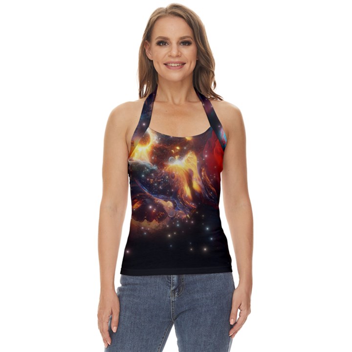 Nebula Galaxy Stars Astronomy Basic Halter Top