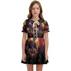 Nebula Galaxy Stars Astronomy Kids  Sweet Collar Dress by Uceng