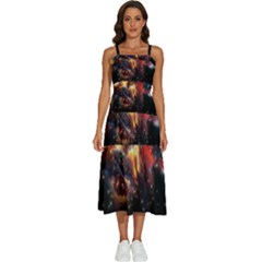 Nebula Galaxy Stars Astronomy Sleeveless Shoulder Straps Boho Dress