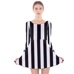 Illustration Stripes Geometric Pattern Long Sleeve Velvet Skater Dress by Uceng