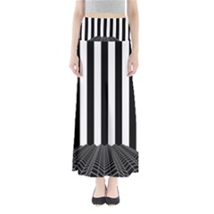 Illustration Stripes Geometric Pattern Full Length Maxi Skirt by Uceng