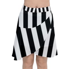 Illustration Stripes Geometric Pattern Chiffon Wrap Front Skirt by Uceng