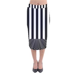 Illustration Stripes Geometric Pattern Velvet Midi Pencil Skirt by Uceng